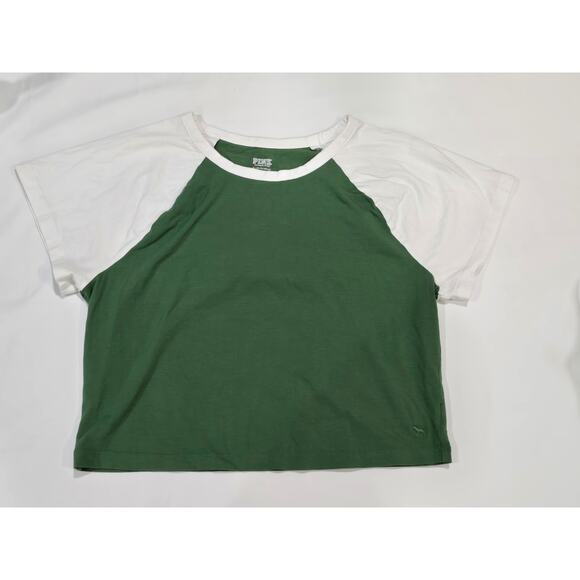 Victoria's Secret PINK Active Green Athletic Comfort Short Sleeve Crop Top Shirt - Picture 6 of 6